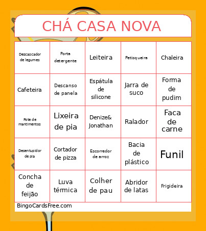 Chá De Casa Nova Bingo Card