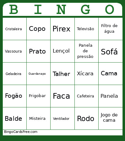 Chá De Casa Nova Bingo Card