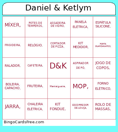 Chá De Cozinha D&K Bingo Card