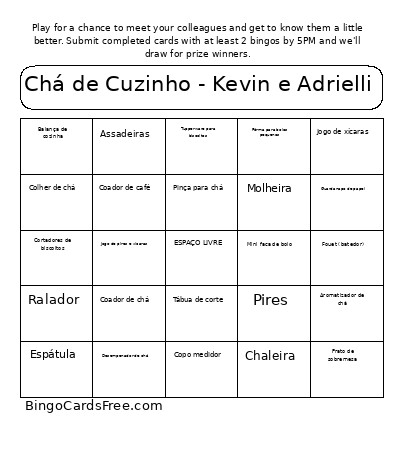 Chá De Cuzinho - Kevin E Adrielli Bingo Card