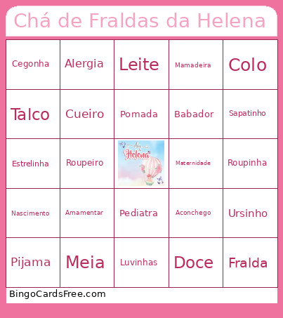 Chá De Fraldas Da Helena Bingo Card