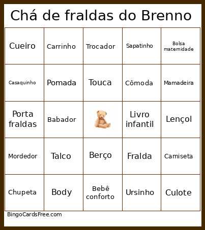 Chá De Fraldas Do Brenno Bingo Card