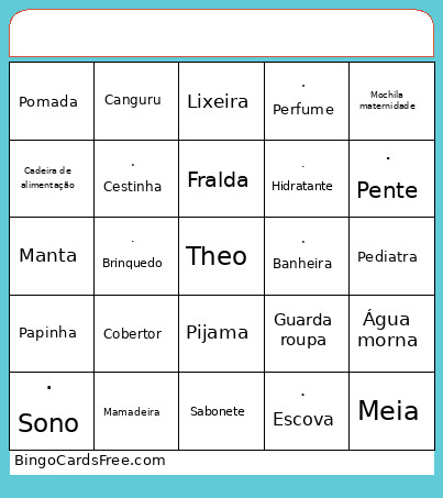 Chá De Fraldas Theodoro Bingo Card