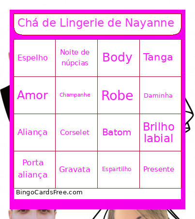 Chá De Lingerie De Nayanne Bingo Card