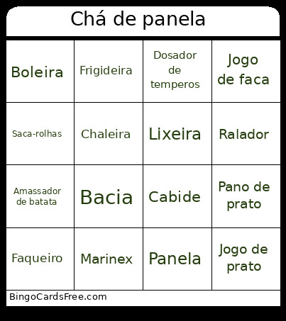 Chá De Panela Bingo Card
