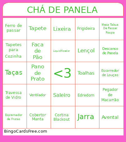 CHÁ DE PANELA Bingo Card