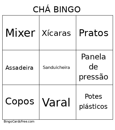 Chá De Panela Bingo Card