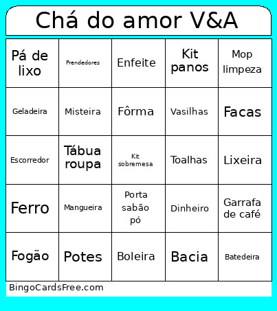 Chá Do Amor V&A Bingo Card