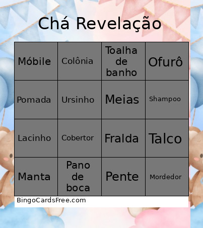 Chá Revelação Bingo Card