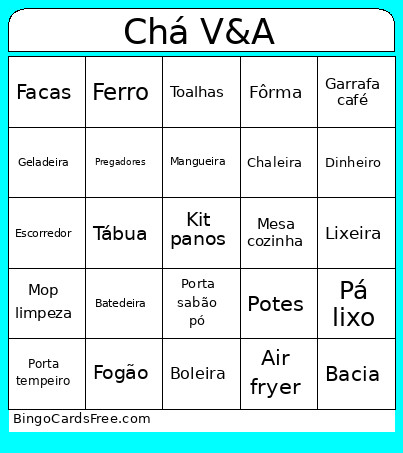Chá V&A Bingo Card