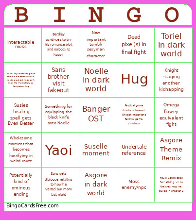 Ch5 Predictions Bingo Card