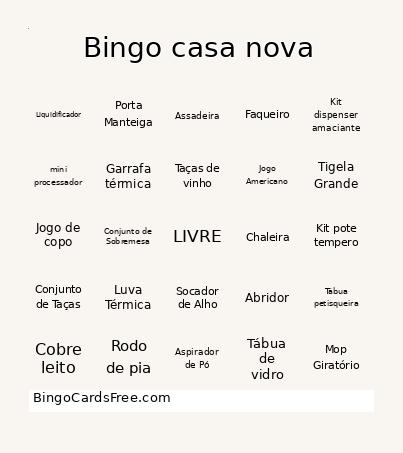 Cha casa nova fernanda Bingo