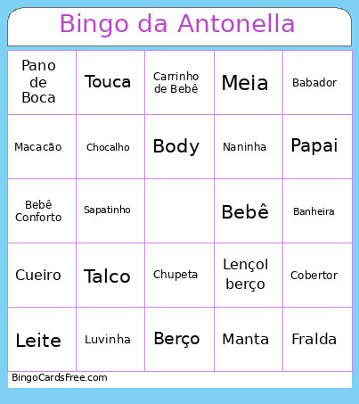 Cha De Bebe Da Antonella Bingo Card