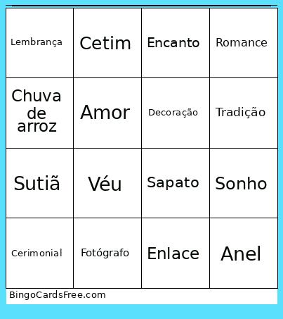 cha de lingerie Bingo