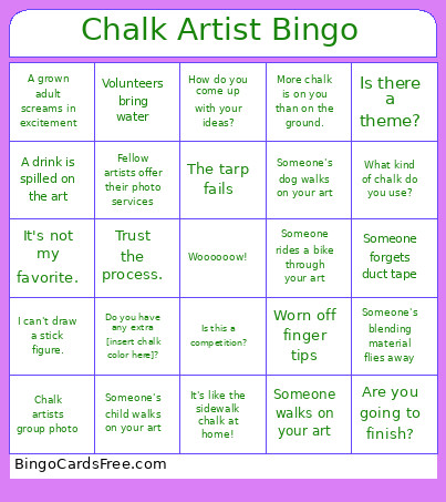 Chalk Artist Bingo Card