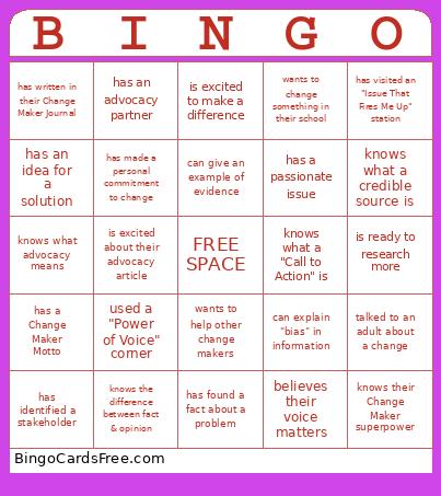 Change Maker Bingo