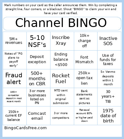 Channel Bingo Card
