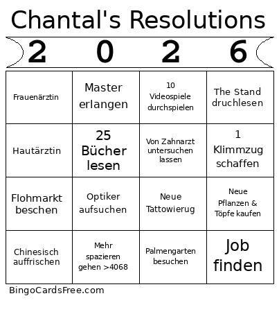Chantal Bingo Card