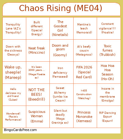 Chaos Rising (ME04) Bingo Card
