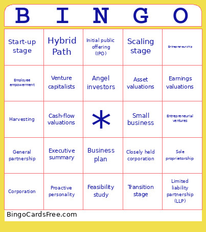 Chapter 10 Bingo Card