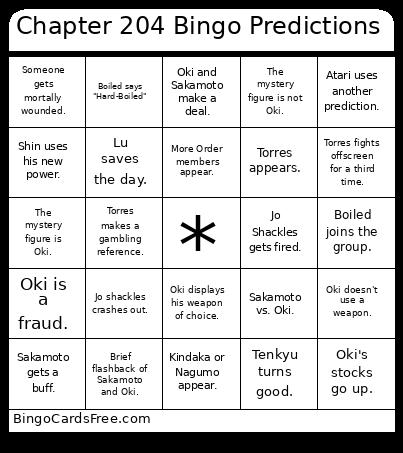 Chapter 204 Predictions Bingo Card