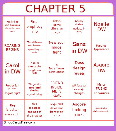 CHAPTER 5 Bingo Card