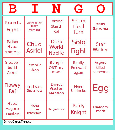 Chapter 5 Bingo Card