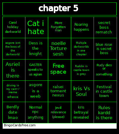 Chapter 5 Bingo Card