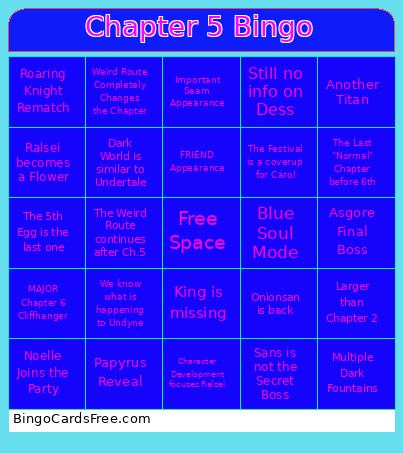 Chapter 5 Bingo Card