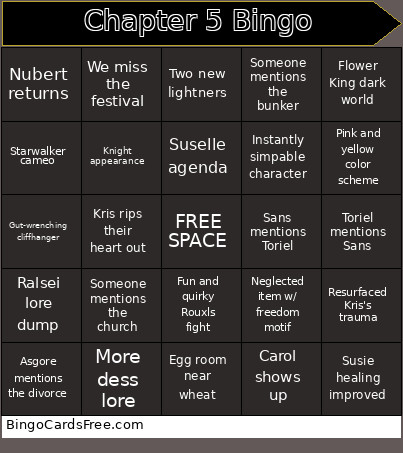 Chapter 5 Bingo Card