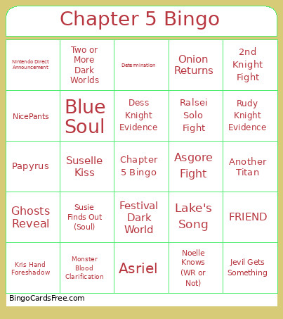 Chapter 5 Bingo Card