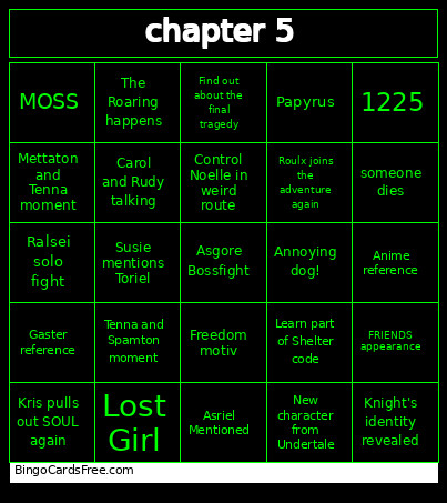 Chapter 5 ? Bingo Card