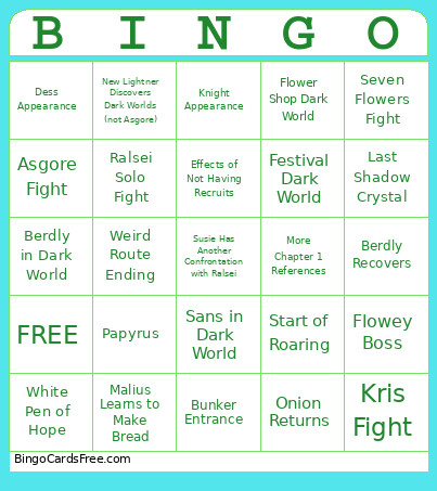 Chapter 5 Bingo Card