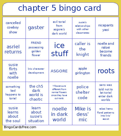 Chapter 5 Bingo Card