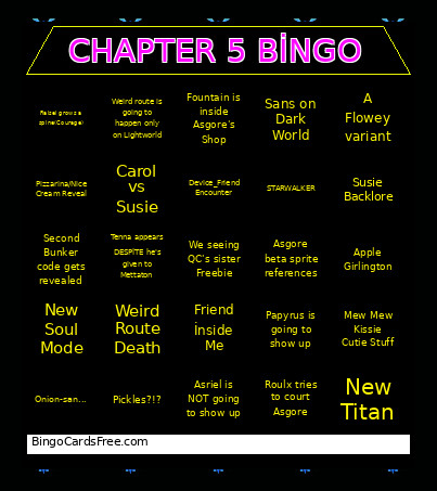Chapter 5 Bingo Card