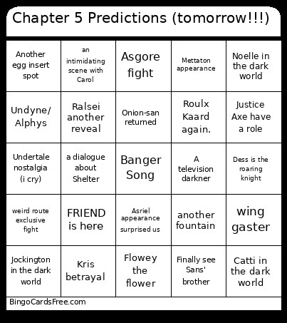 Chapter 5 Predictions (tomorrow!!!) Bingo Card