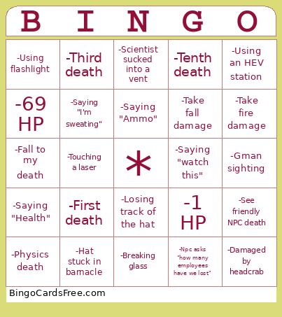Charborg Bingo Card