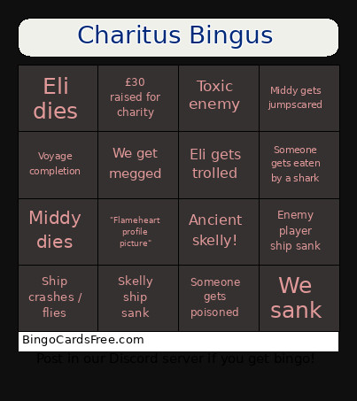 Charitus Bingus Bingo Card