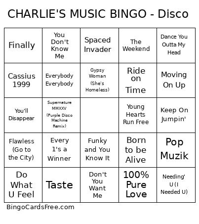 CHARLIE'S MUSIC BINGO - Disco