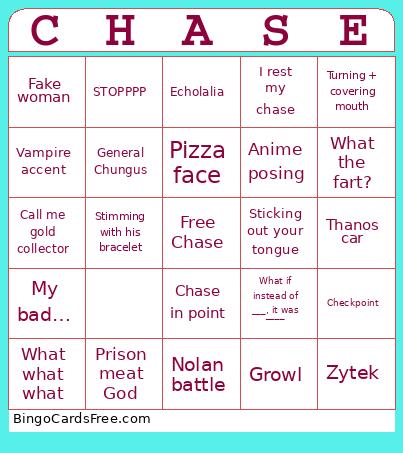 Chase Bingo Card 2