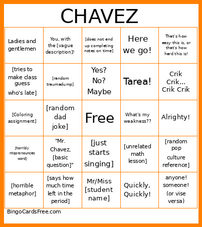 Chavez Bingo Card
