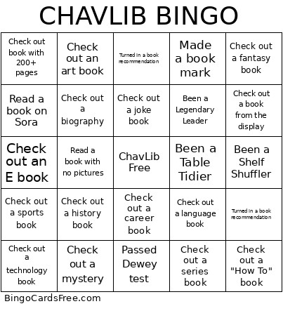 ChavLib Winter 2026 Bingo Card