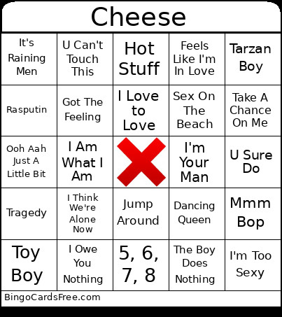 Cheese Bingo Card