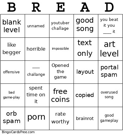 Cheese Bingo Card