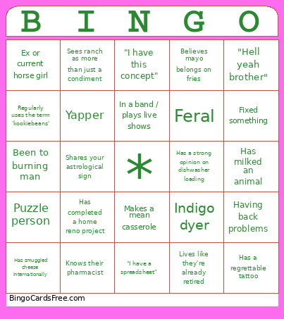 Cheesy Grandma Bingo Card 2