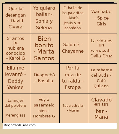 CHERASTONE Bingo Card