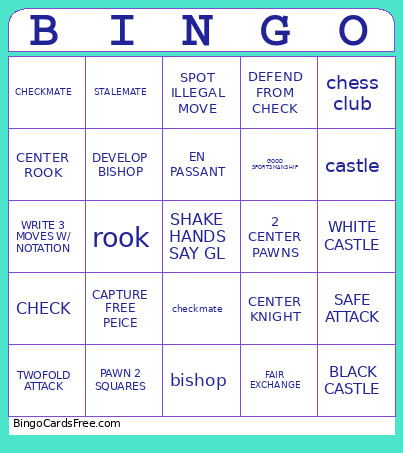 Chess Club Bingo Card