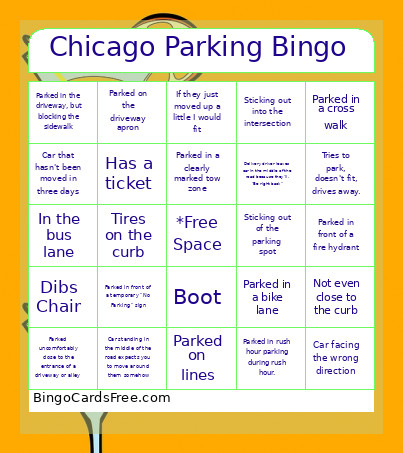 Chicago Parking Bingo Card