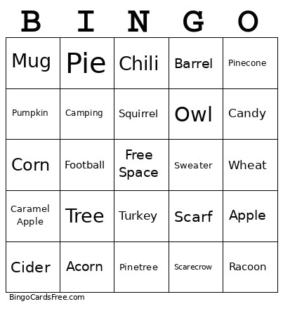 Chili Cookoff Bingo Card
