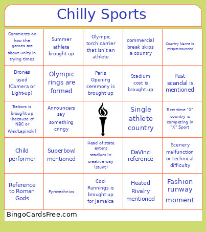 Chilly Sports Bingo Card